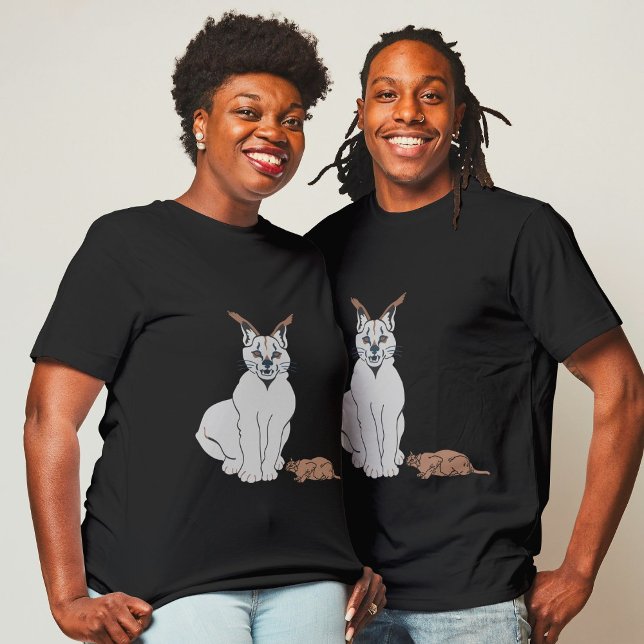 Camiseta Rara Twin Serval Wildlife Beaudlife Black (Subido por el creador)