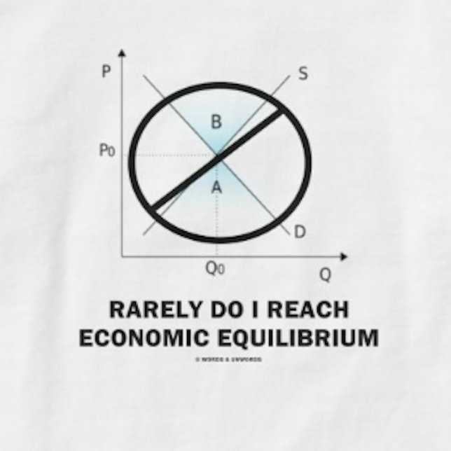 Camiseta Raramente Se Llega Al Equilibrio Económico (Econom (Econ humor tee featuring supply-and-demand curve for anyone who is not in equilibrium)