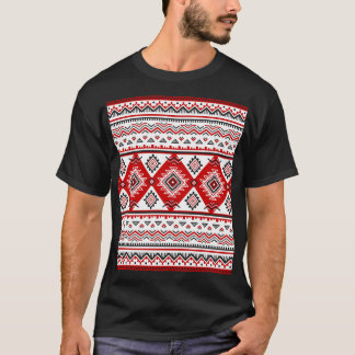 Camiseta Raro blanco negro étnico, motivos ucranianos.