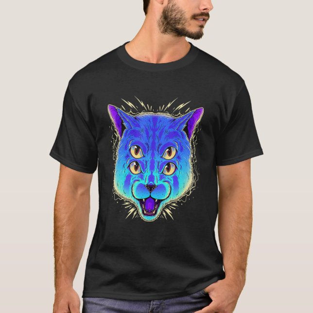 Camiseta Raro felino gatito felino gatito de vaporwave 4 oj (Anverso)