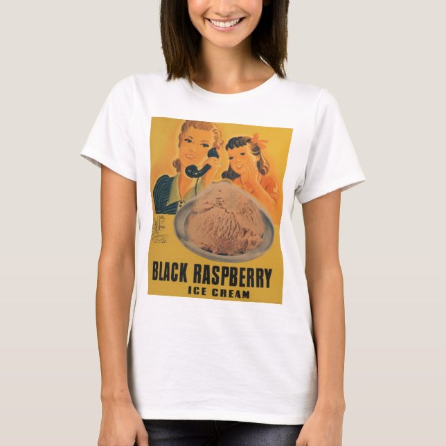 camiseta rasberry negra del anuncio del helado (Anverso)