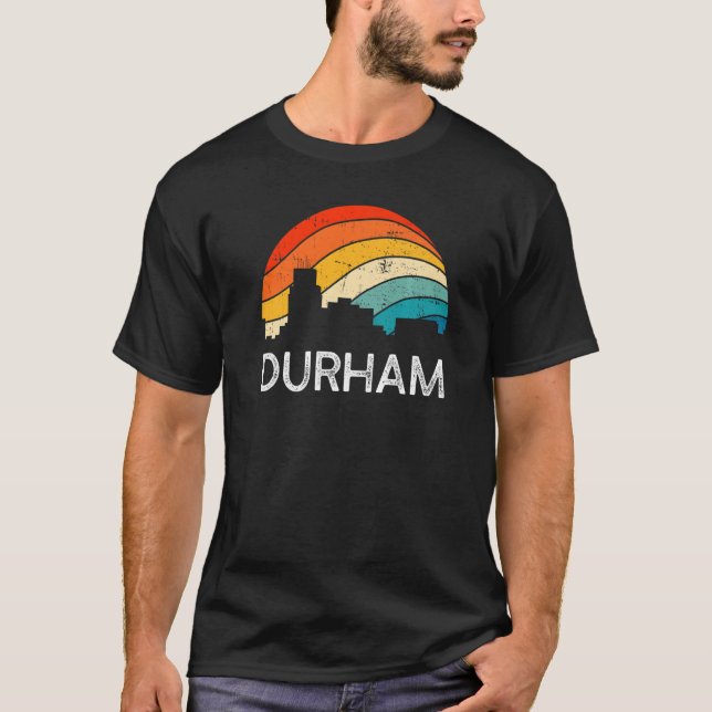 Camiseta Rascacielos Urbanos Retro Durham Skyline Vintage (Anverso)