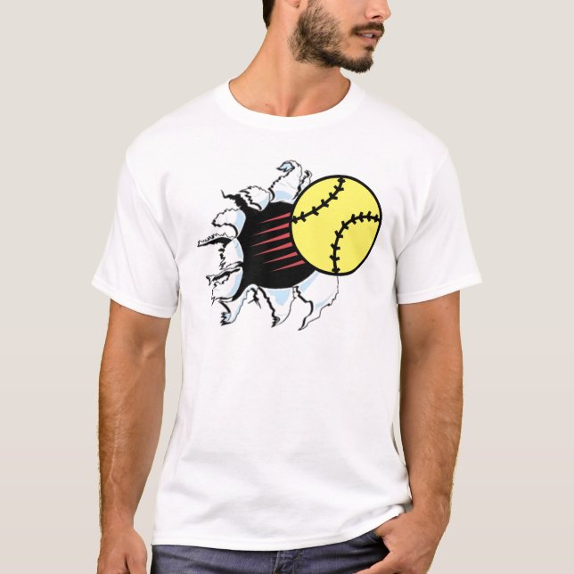 Camiseta Rasgón del softball él (Anverso)