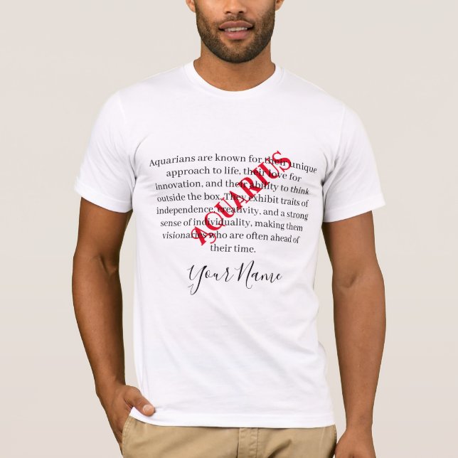 Camiseta Rasgos acuarios y Rótulo zodiaco (Anverso)