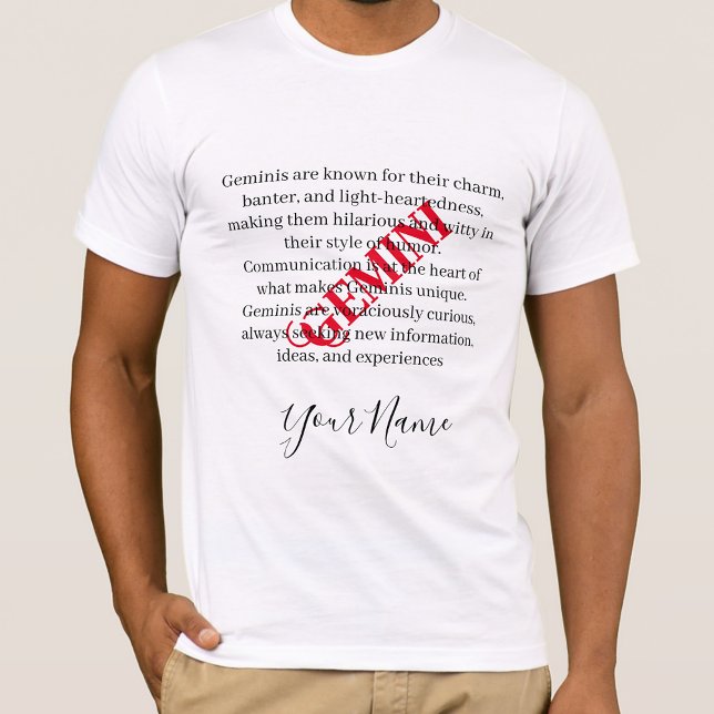 Camiseta Rasgos de Gemini y Rótulo Zodiaco (Subido por el creador)