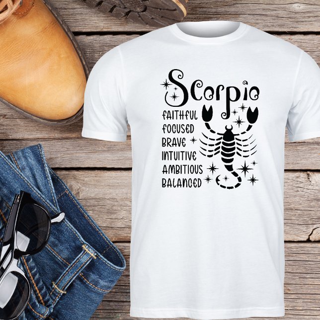 Camiseta Rasgos de personalidad del Rótulo zodiaco Escorpio (Subido por el creador)