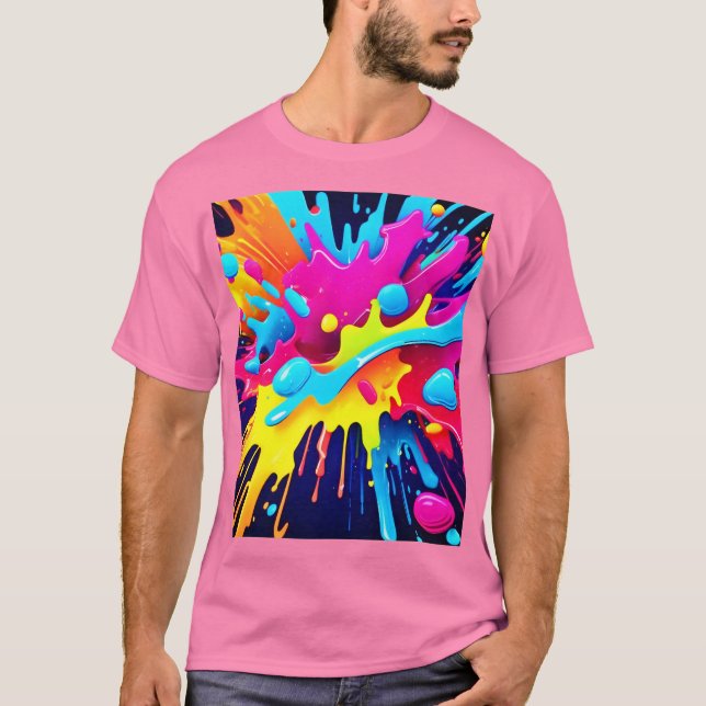 Camiseta Rasgos de pintura fluorescente dinámica (Anverso)