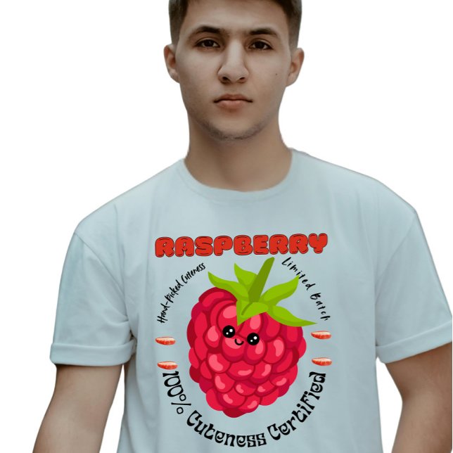 Camiseta Raspberry Burst of Cuteness Fruit Label Farm Wear (Subido por el creador)