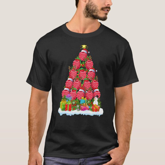 Camiseta Raspberry Fruit Xmas Tree Lighting Santa Raspberry (Anverso)