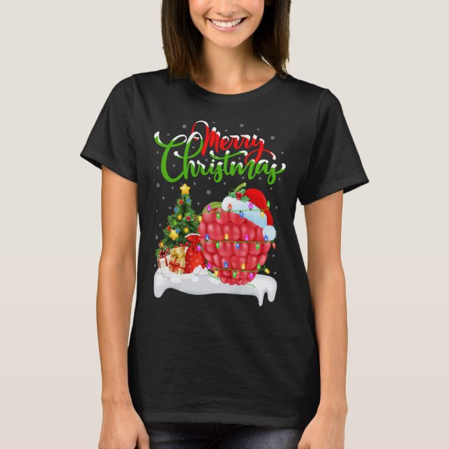 Camiseta Raspberry Lover Xmas Iluminando Santa Raspberry Ch (Anverso)