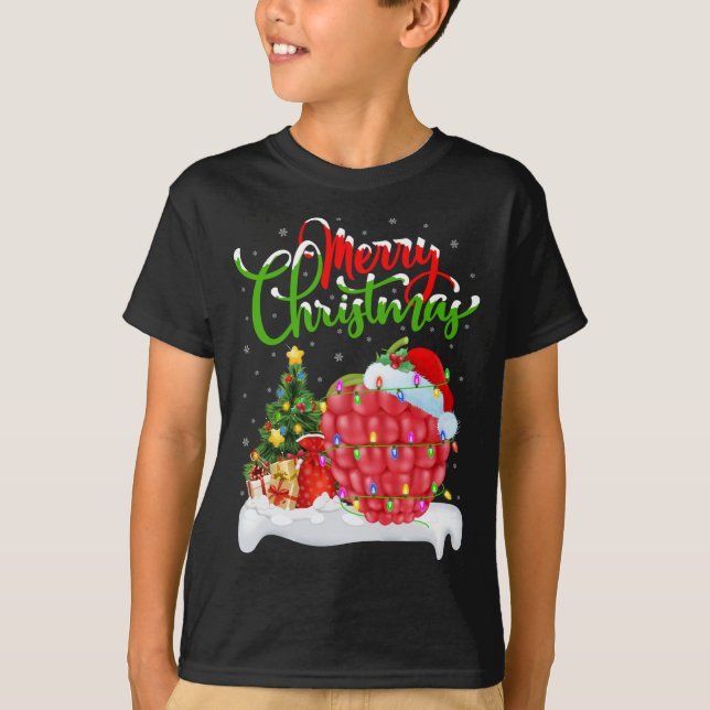 Camiseta Raspberry Lover Xmas Iluminando Santa Raspberry Ch (Anverso)