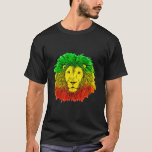 Camiseta Rasta cabeza de león rojo dibujo verde amarillo Ja