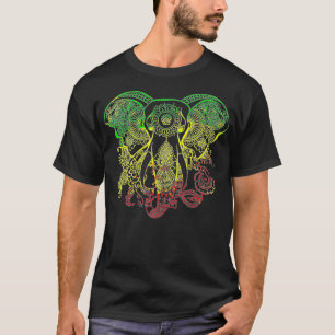 Camiseta Rasta Colores Rastafarian Retro Elephant Reggae Ja