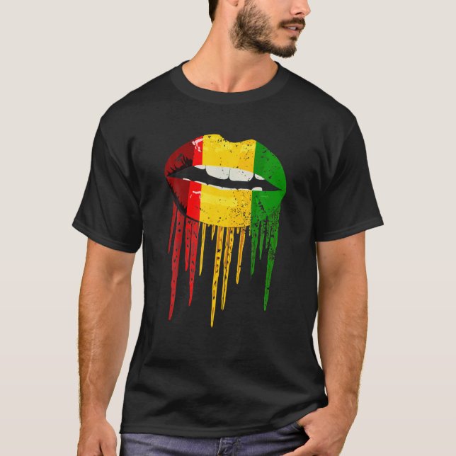 Camiseta Rasta goteo Lips Rastafarian Reggae Clothing (Anverso)