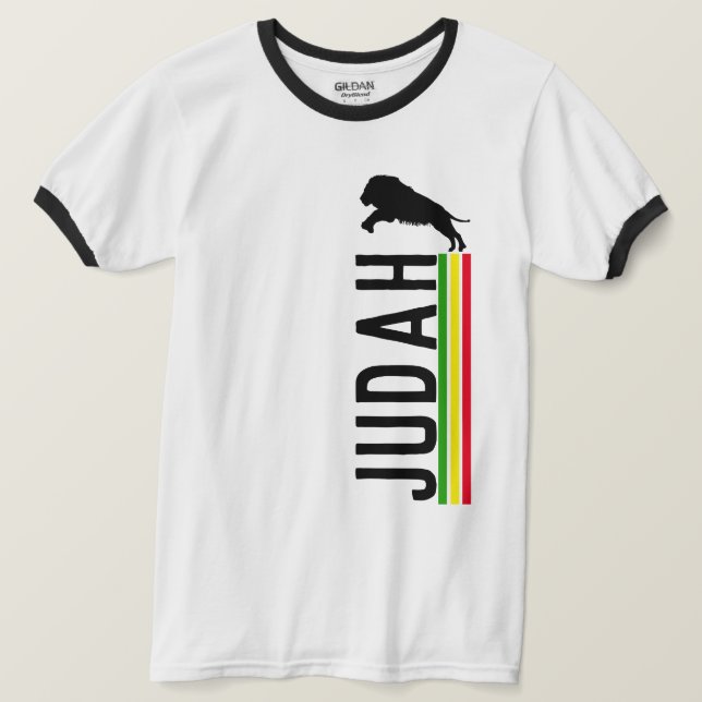 Camiseta RASTA León de Judá | Rojo Dorado Verde (Anverso del diseño)