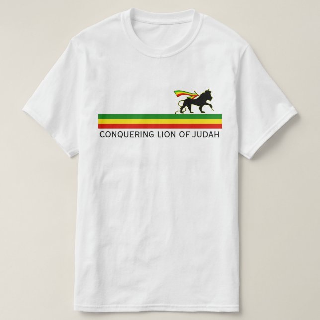 Camiseta RASTA León de Judá | Rojo Dorado Verde (Diseño del anverso)