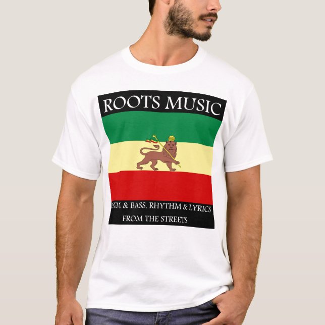 Camiseta Rasta - león de la bandera de Etiopía de la música (Anverso)