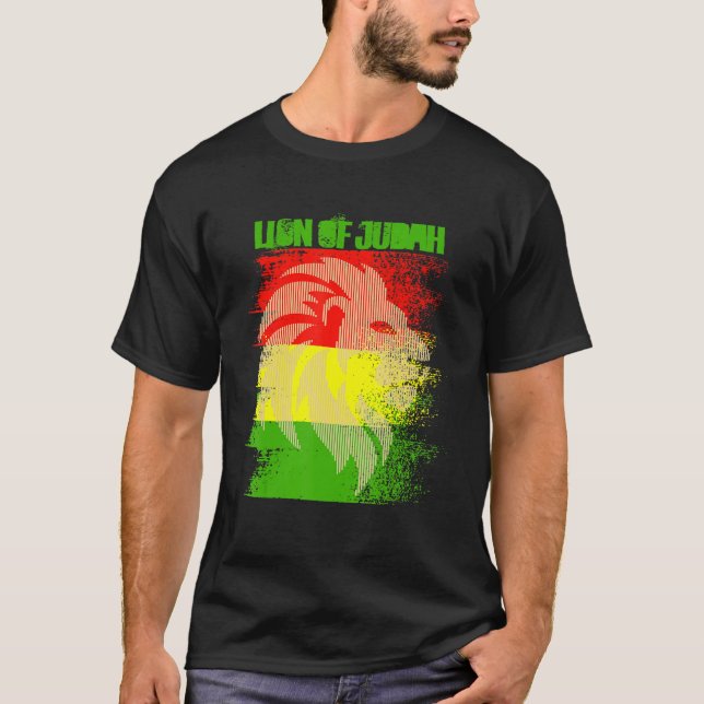 Camiseta Rasta Lion Of Judah Reggae Raots Jamaica Rasta Reg (Anverso)