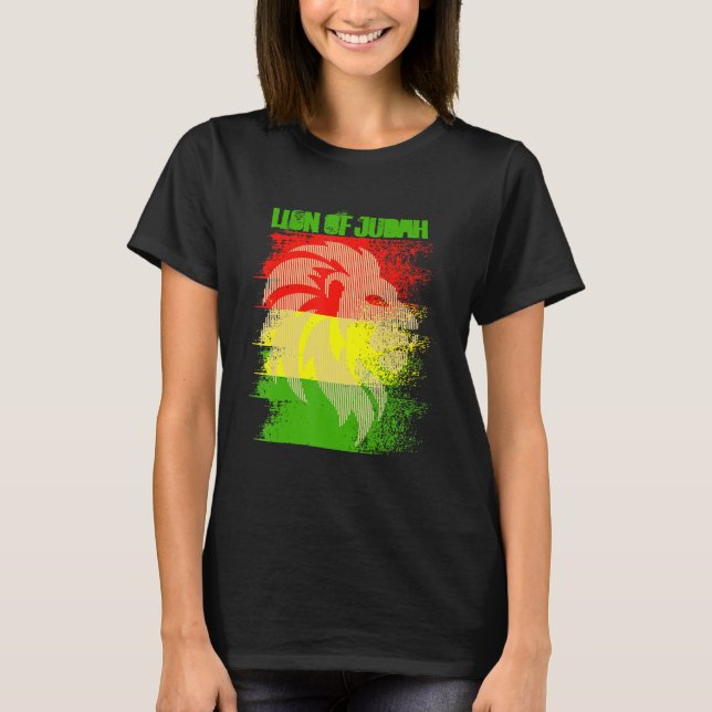Camiseta Rasta Lion Of Judah Reggae Raots Jamaica Rasta Reg (Anverso)