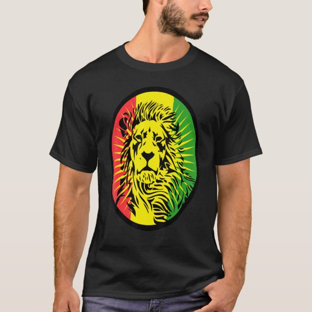 Camiseta Rasta Lion Reggae Dreadlocks Perfil Del Rastafari (Anverso)