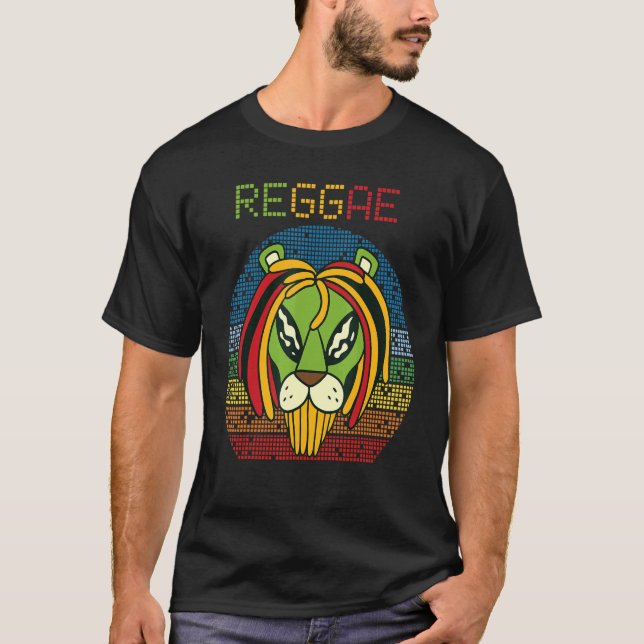 Camiseta Rasta Lion Reggae Retro Jamaica Souvenir Rastafari (Anverso)