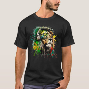 Camiseta Rasta Lion Stylish Rastafari Design Reggae & Jamai