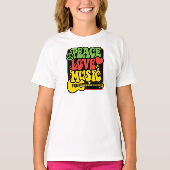 Camiseta Rasta PEACE-AMOR-MÚSICA (Anverso)