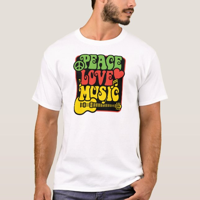 Camiseta Rasta PEACE-AMOR-MÚSICA (Anverso)
