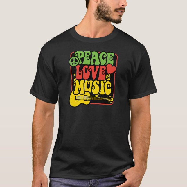 Camiseta Rasta Peace Love Music (Anverso)