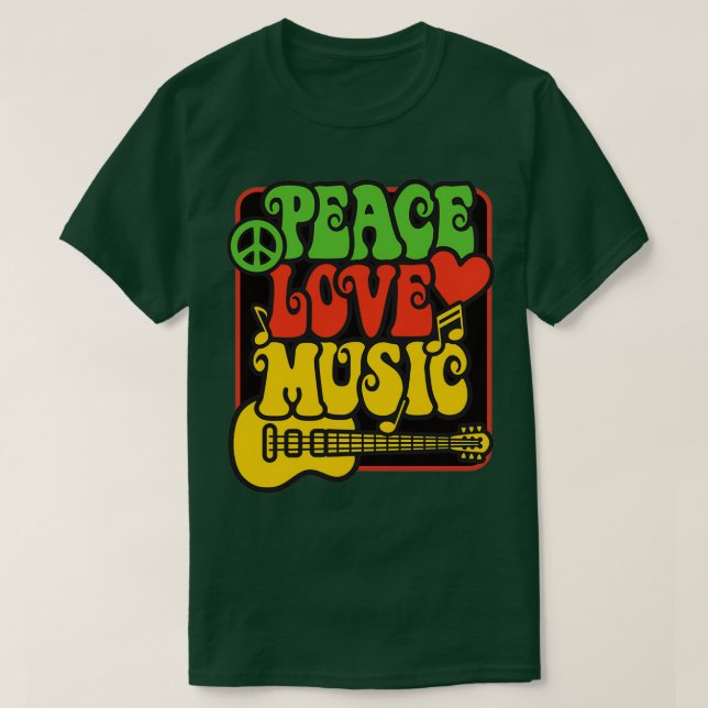 Camiseta Rasta Peace Love Music (Diseño del anverso)