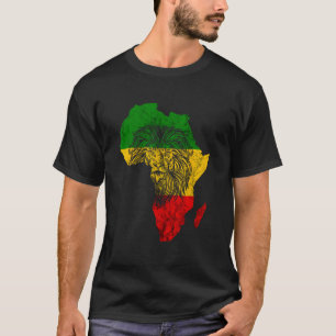 Camiseta Rasta Reggae Africa Mapa de León Rastafari Raíces 