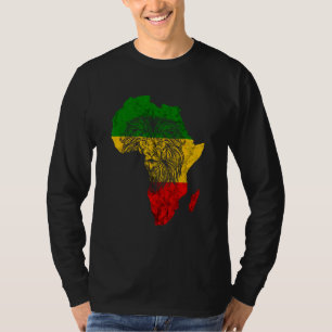 Camiseta Rasta Reggae Africa Mapa de León Rastafari Raíces