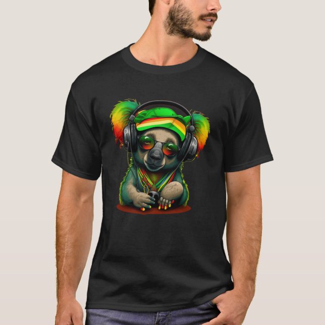 Camiseta Rasta Reggae Koala Bear Hippie Reggae Music Headph (Anverso)