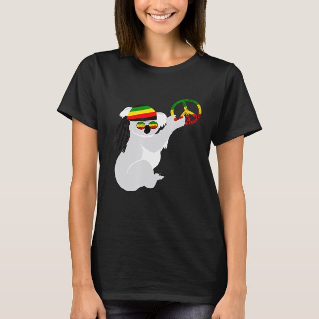 Camiseta Rasta Reggae Koala Hippie Eucalyptus Bear Rastafar (Anverso)