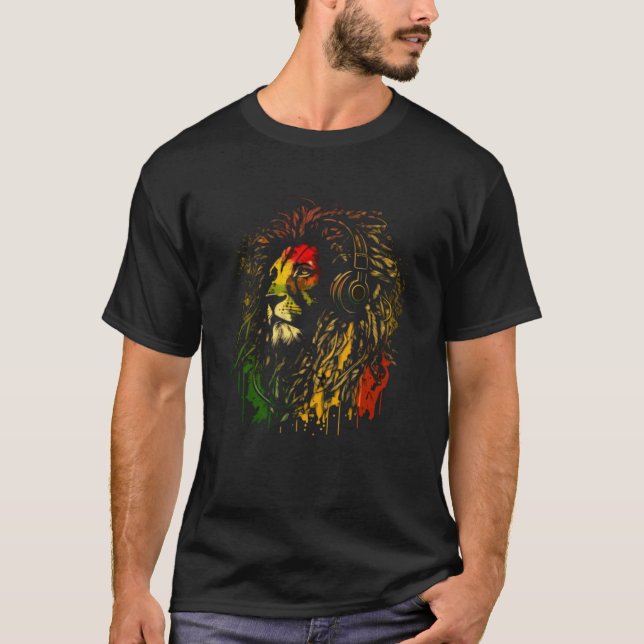 Camiseta Rasta Reggae León De Judá Orgullo Rastafario Regga (Anverso)