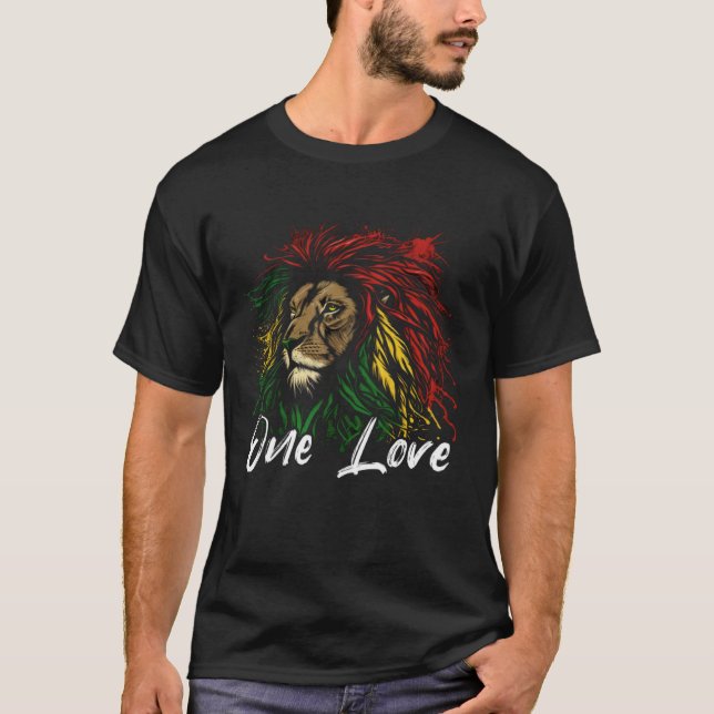 Camiseta Rasta Reggae León de Judá Rastafari Raíces Hippie (Anverso)