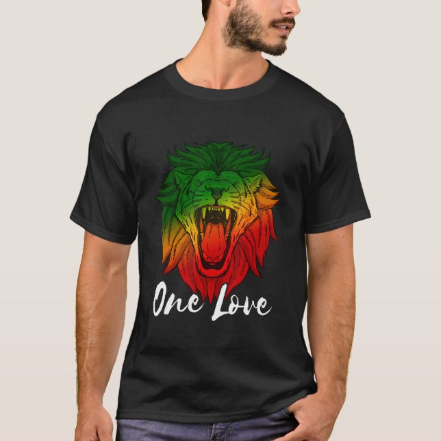Camiseta Rasta Reggae León De Judá Un Amor Rastafarian Li (Anverso)