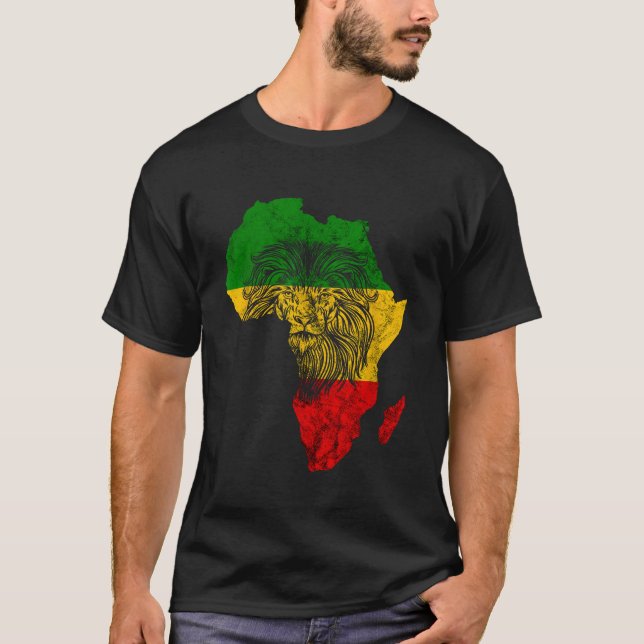 Camiseta Rasta Reggae León De Judah Africa Mapa Rastafari R (Anverso)