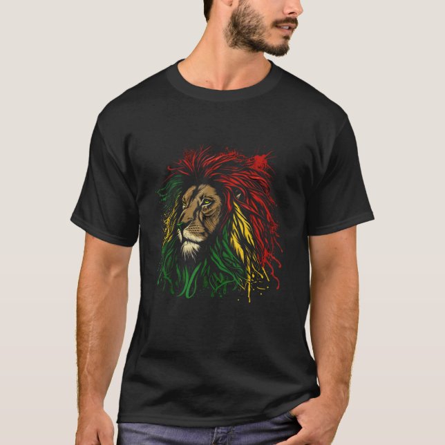 Camiseta Rasta Reggae León De Judah Raíces Jamaiquinas Rast (Anverso)