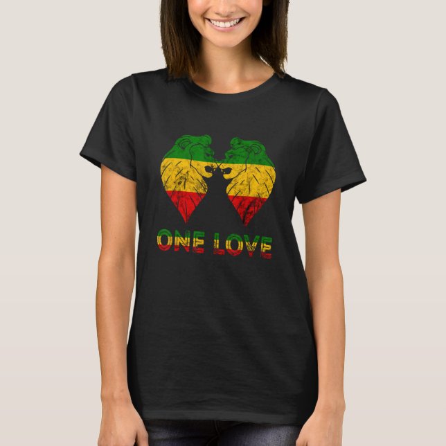 Camiseta Rasta Reggae León De Juddah Uno Ama Rastafarian R (Anverso)
