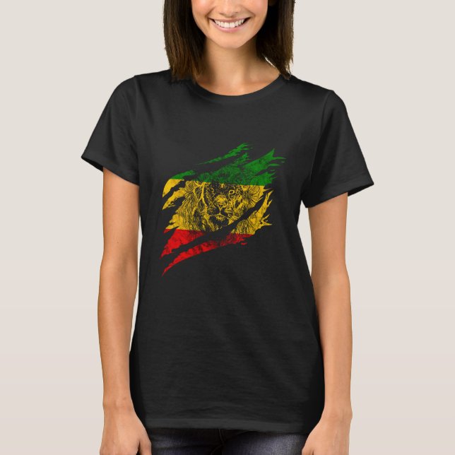 Camiseta Rasta Reggae León Raíces Rastafarias León De Judá (Anverso)