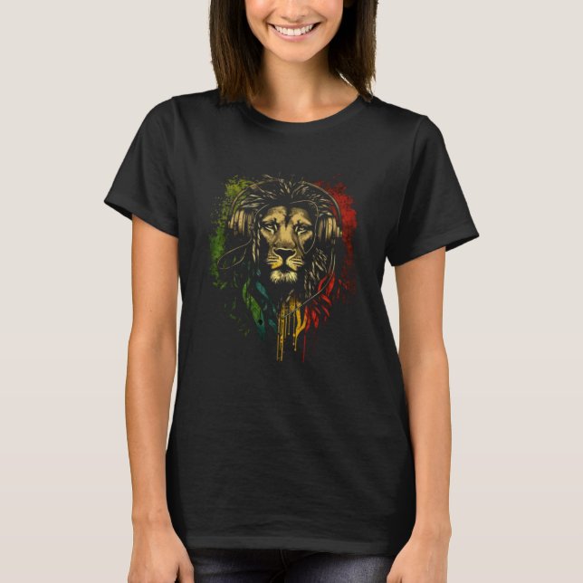 Camiseta Rasta Reggae Lion Of Judah Jamaican Pride Rastafar (Anverso)