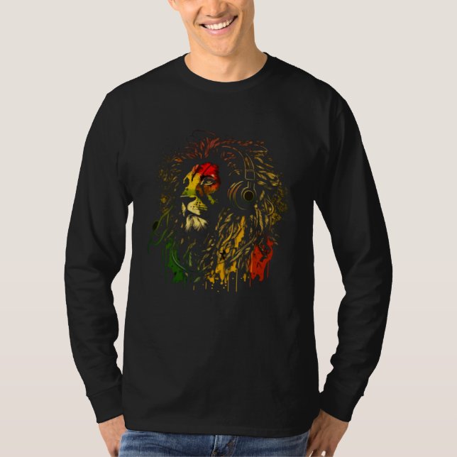 Camiseta Rasta Reggae Lion Of Judah Rastafarian Pride Regga (Anverso)