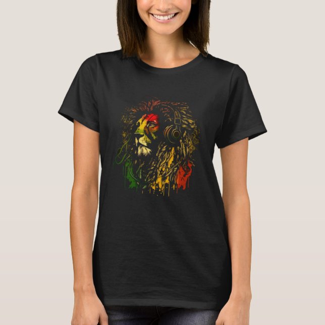 Camiseta Rasta Reggae Lion Of Judah Rastafarian Pride Regga (Anverso)