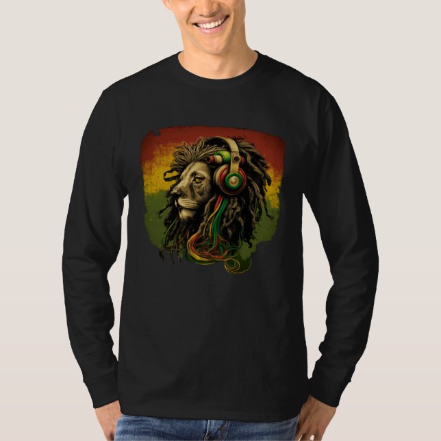 Camiseta Rasta Reggae Lion Of Judah Rastafarian Roots Regga (Anverso)