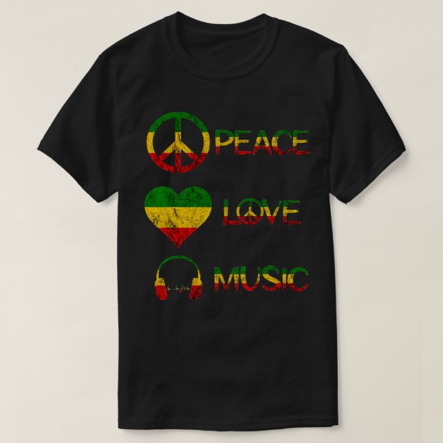 Camiseta Rasta Reggae Love Peace Music Rastafari Roots Regg (Diseño del anverso)