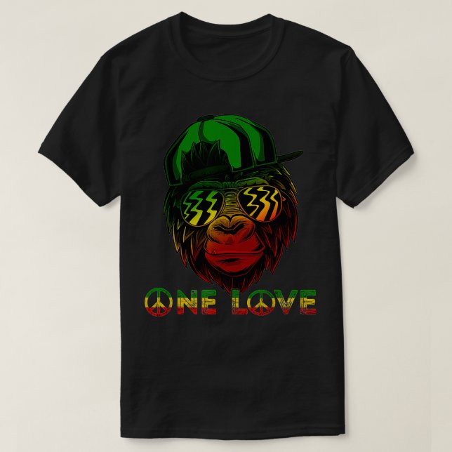 Camiseta Rasta Reggae Monkey One Love Jamaica Music Headpho (Diseño del anverso)