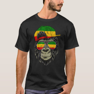 Camiseta Rasta Reggae Mono Gorila Hippie Rastafari Raíz ras