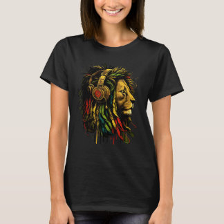 Camiseta Rasta Reggae Music Auriculares León del Orgullo Ja