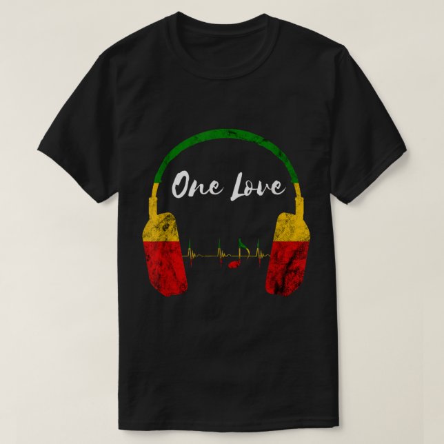 Camiseta Rasta Reggae Music Auriculares Orgullo Jamaiquino  (Diseño del anverso)